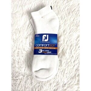 FootJoy ComfortSof Ankle Socks Men Shoe 7-12 Golf 3 Pairs Athletic White Low Cut